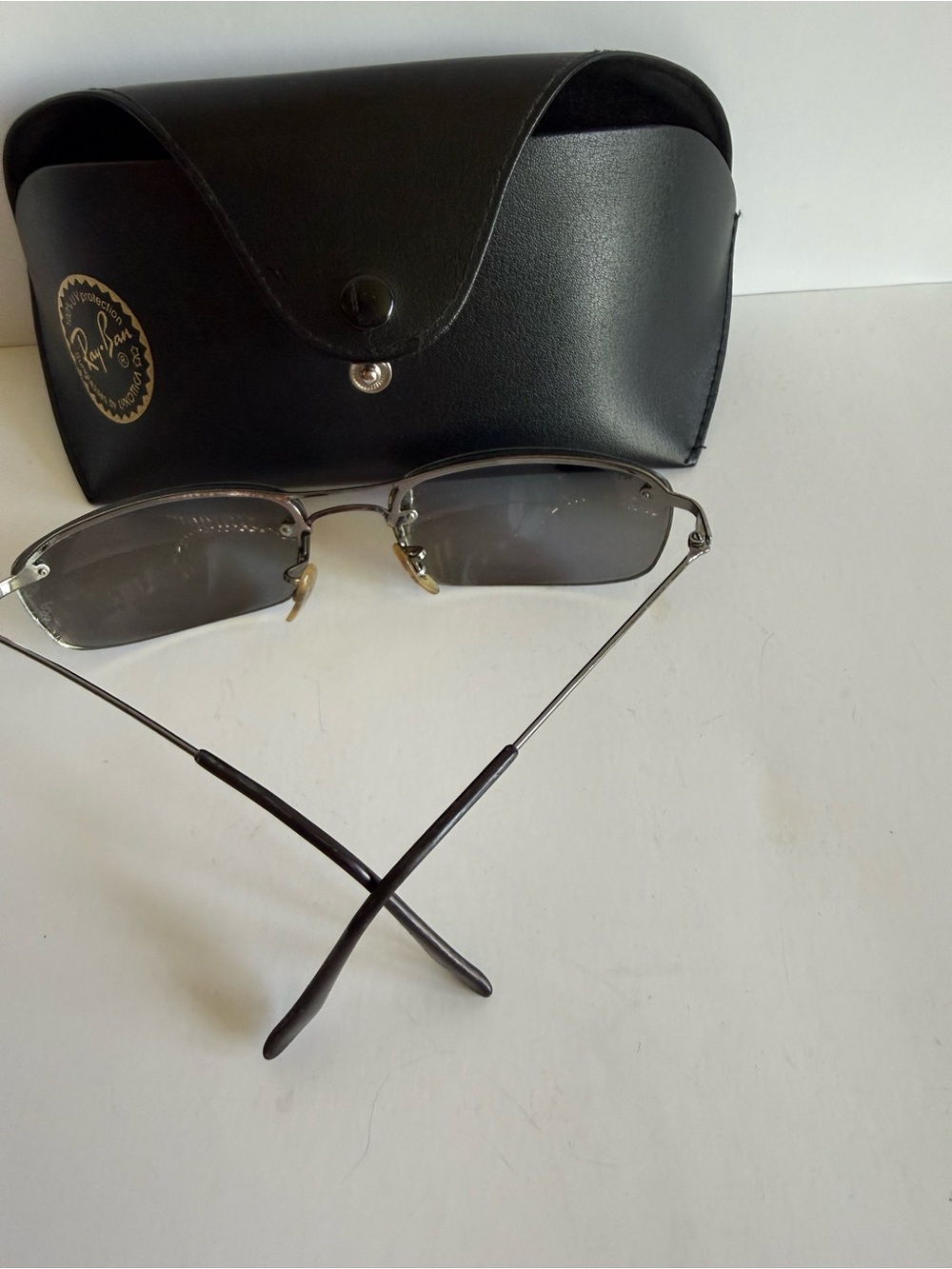 Authentic Y2K Ray-Ban Rimless Polarized Rectangular Sunglasses with Case & Cloth - Picture 12 of 15